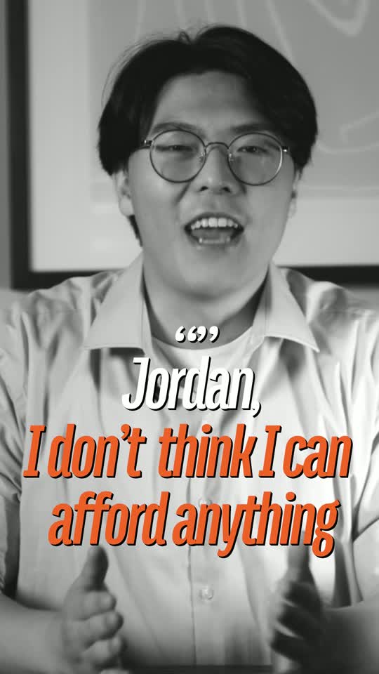 Jordan's Facebook ad hook - B&W frame with client quote